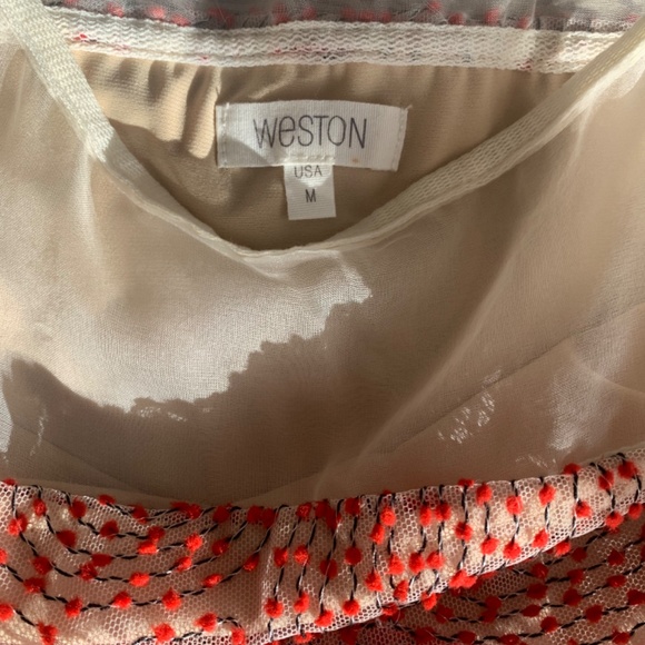 Weston Wear dress, sheer and crochet with red . Size M with tags - Picture 8 of 8